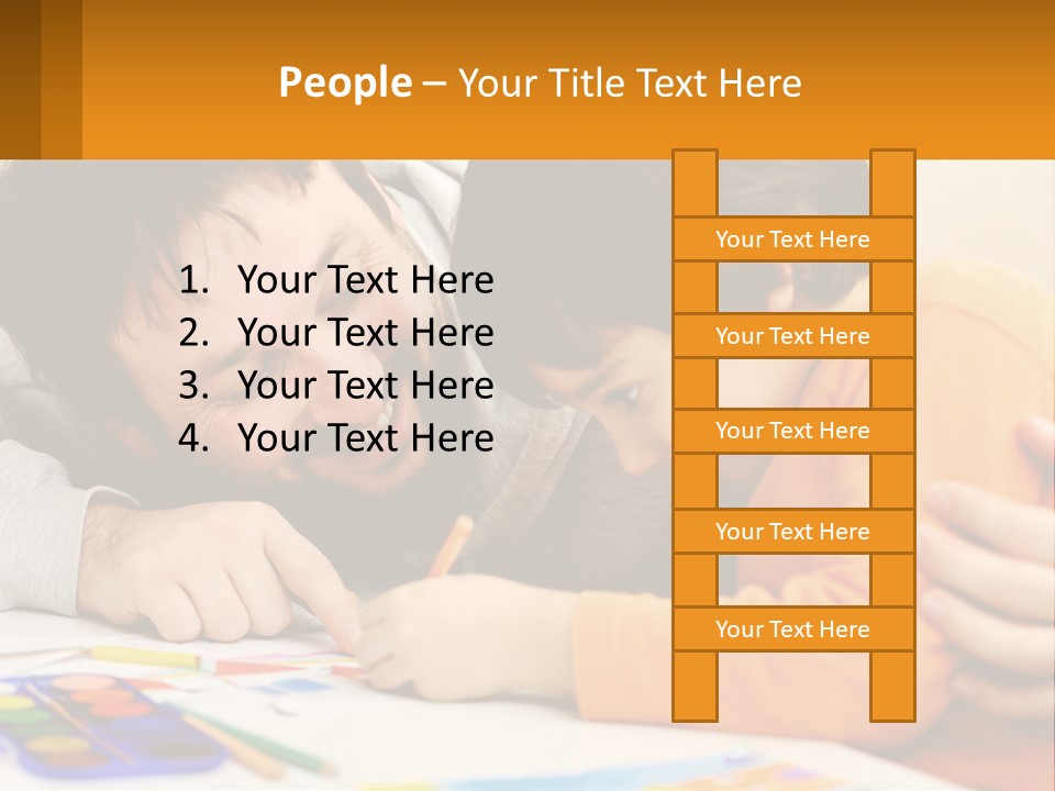 A Man And A Child Are Writing On A Piece Of Paper PowerPoint Template