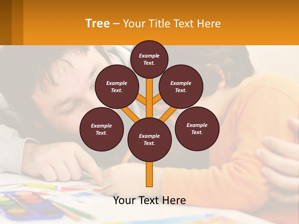 A Man And A Child Are Writing On A Piece Of Paper PowerPoint Template
