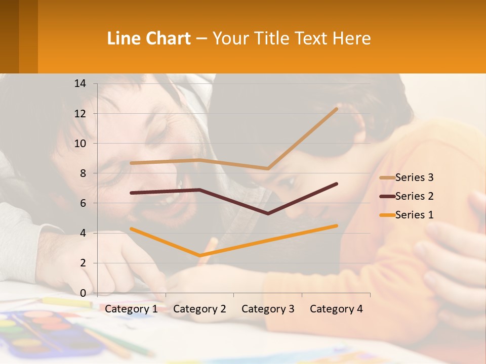 A Man And A Child Are Writing On A Piece Of Paper PowerPoint Template