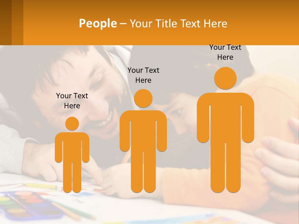 A Man And A Child Are Writing On A Piece Of Paper PowerPoint Template