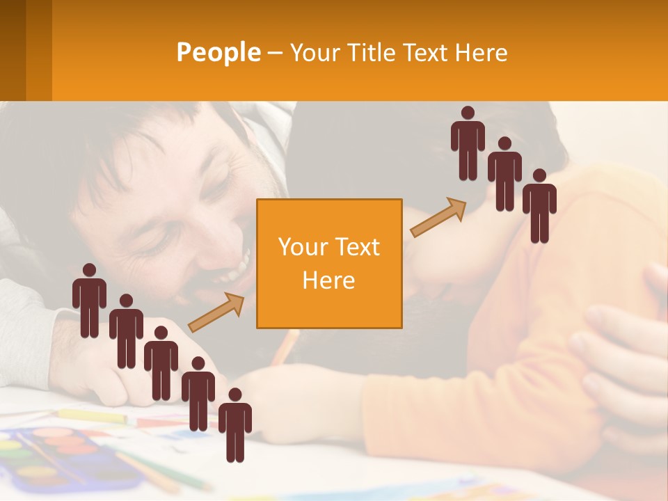 A Man And A Child Are Writing On A Piece Of Paper PowerPoint Template