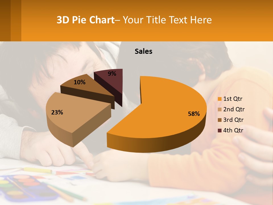 A Man And A Child Are Writing On A Piece Of Paper PowerPoint Template
