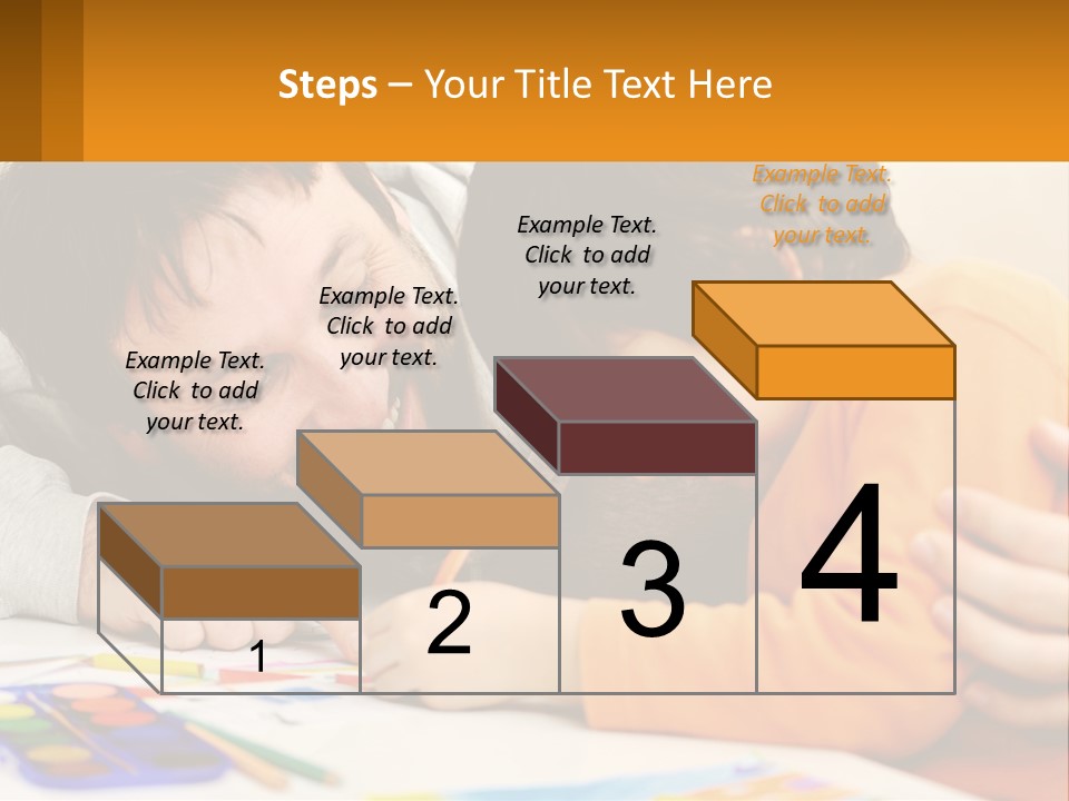 A Man And A Child Are Writing On A Piece Of Paper PowerPoint Template