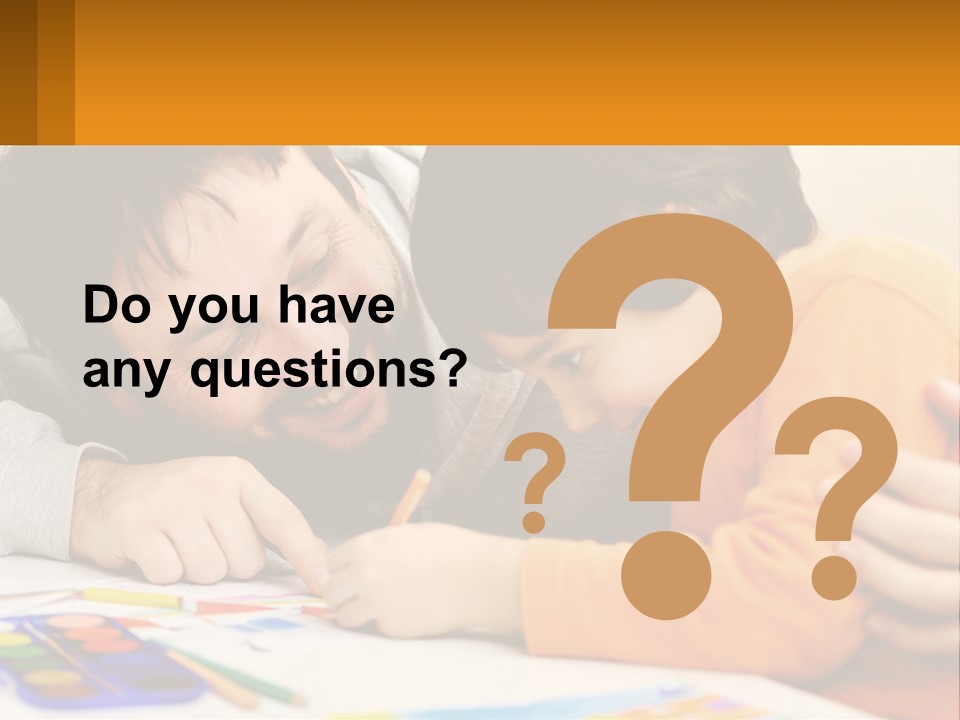 A Man And A Child Are Writing On A Piece Of Paper PowerPoint Template