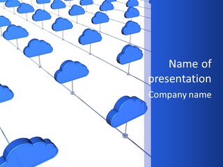 A Large Group Of Blue Clouds On A White Background PowerPoint Template