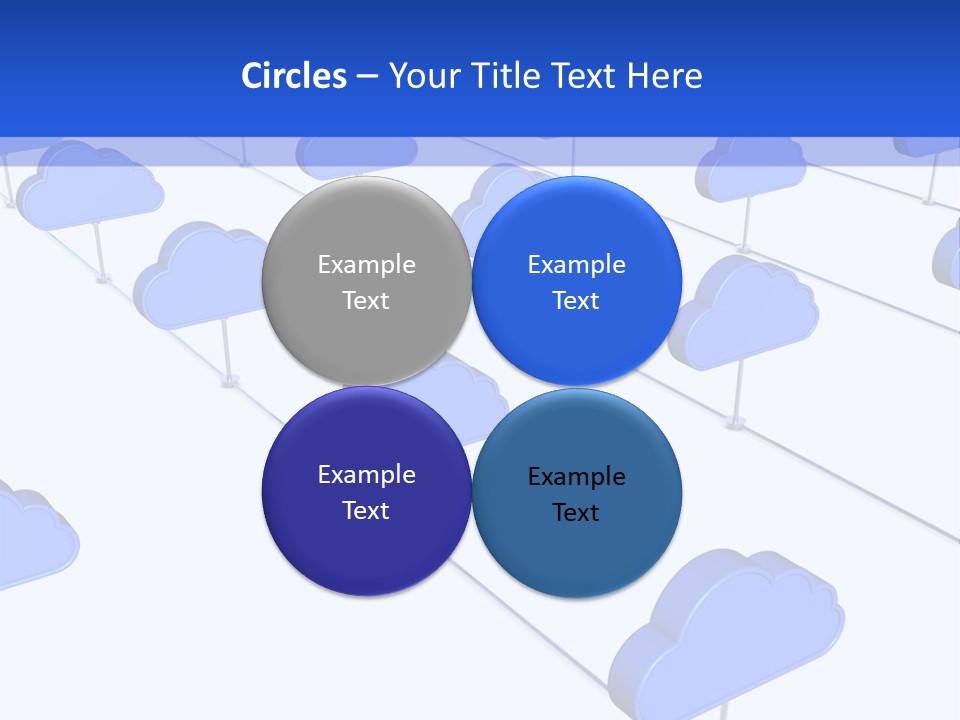 A Large Group Of Blue Clouds On A White Background PowerPoint Template
