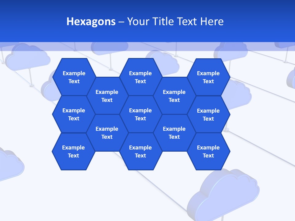 A Large Group Of Blue Clouds On A White Background PowerPoint Template