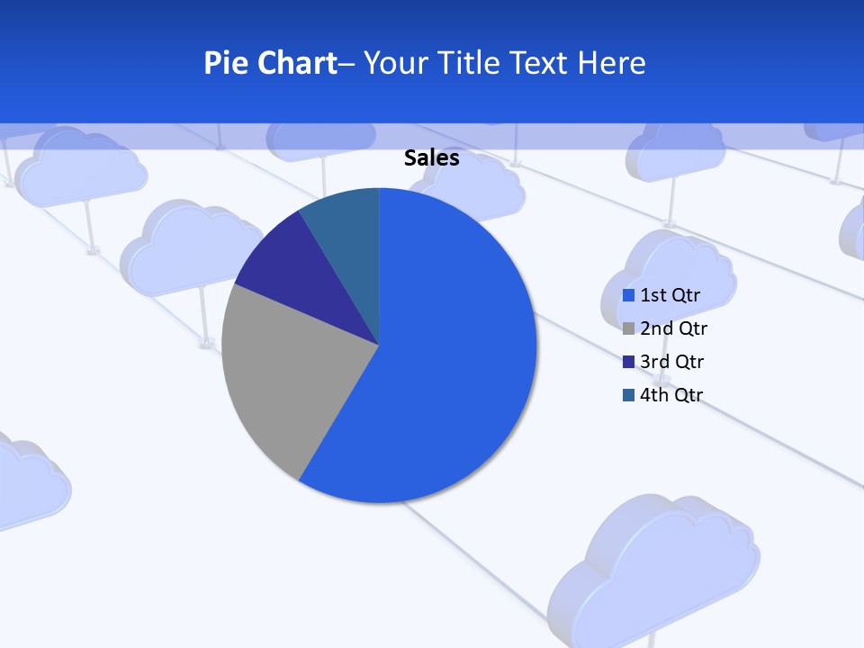 A Large Group Of Blue Clouds On A White Background PowerPoint Template