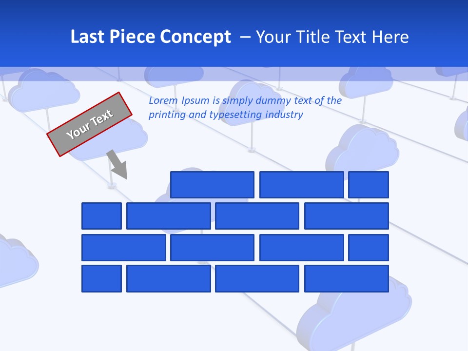 A Large Group Of Blue Clouds On A White Background PowerPoint Template
