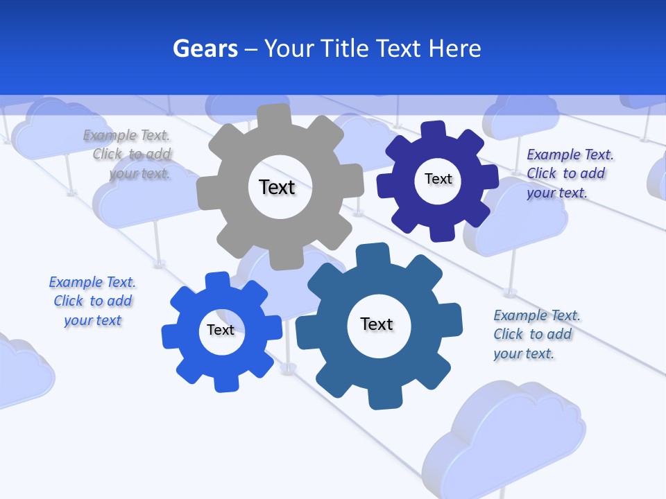 A Large Group Of Blue Clouds On A White Background PowerPoint Template