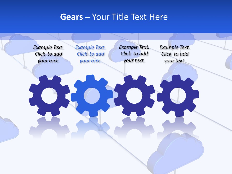 A Large Group Of Blue Clouds On A White Background PowerPoint Template