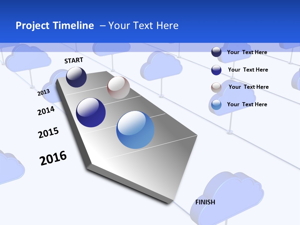 A Large Group Of Blue Clouds On A White Background PowerPoint Template