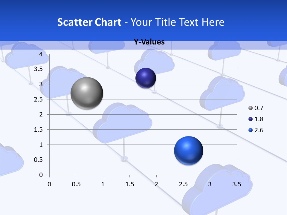 A Large Group Of Blue Clouds On A White Background PowerPoint Template