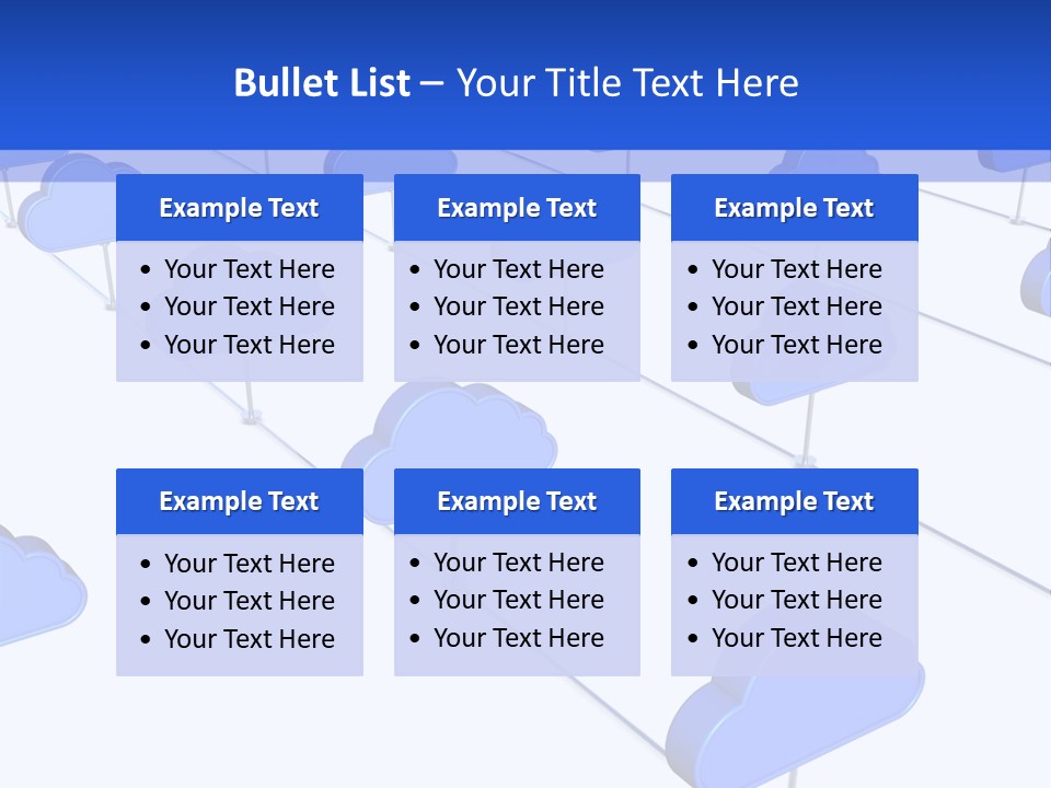 A Large Group Of Blue Clouds On A White Background PowerPoint Template