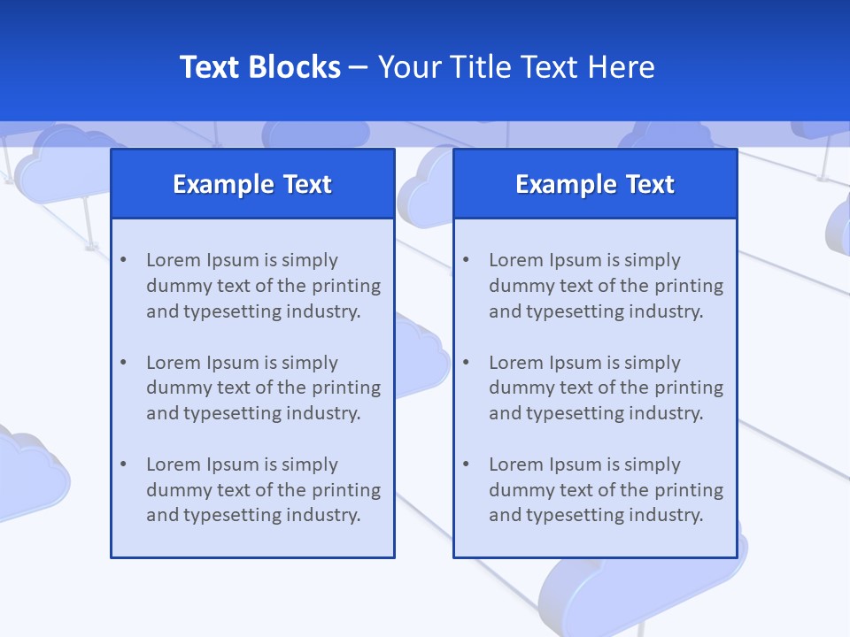 A Large Group Of Blue Clouds On A White Background PowerPoint Template