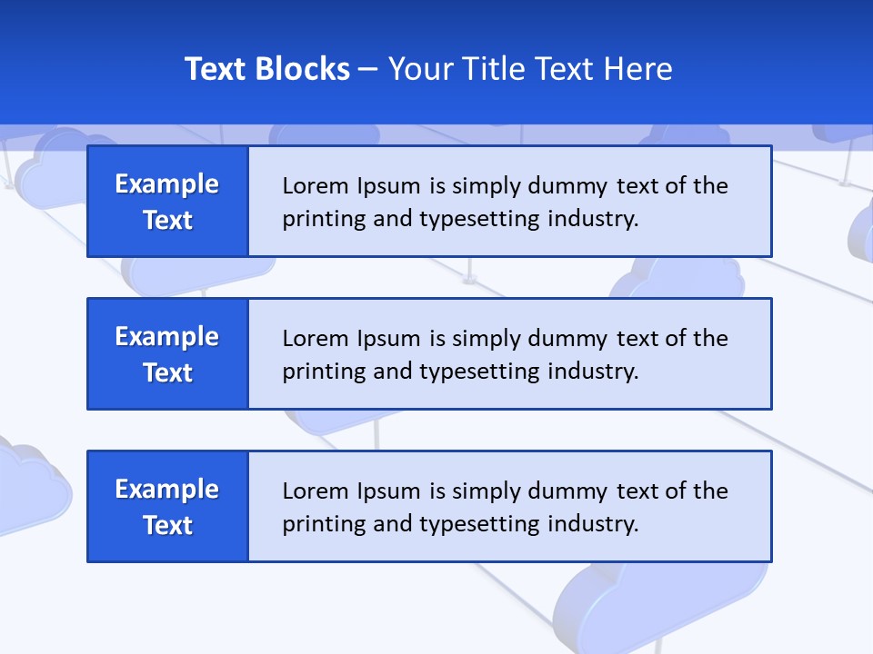 A Large Group Of Blue Clouds On A White Background PowerPoint Template