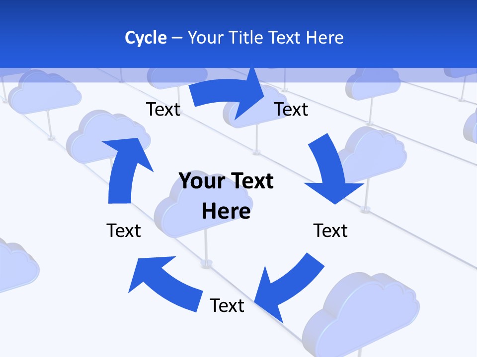A Large Group Of Blue Clouds On A White Background PowerPoint Template