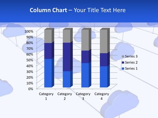 A Large Group Of Blue Clouds On A White Background PowerPoint Template