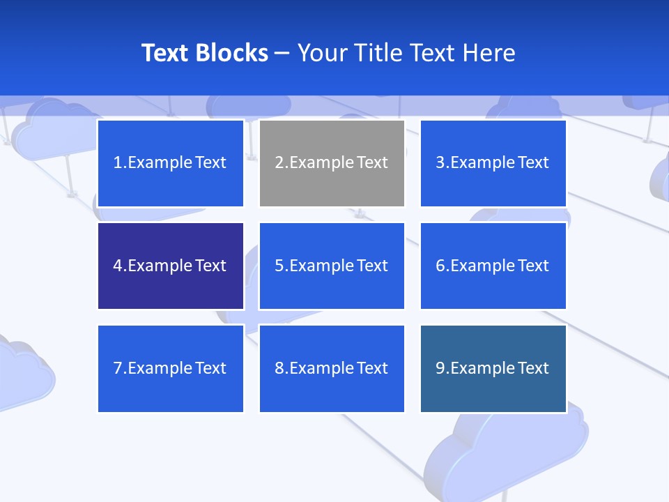 A Large Group Of Blue Clouds On A White Background PowerPoint Template
