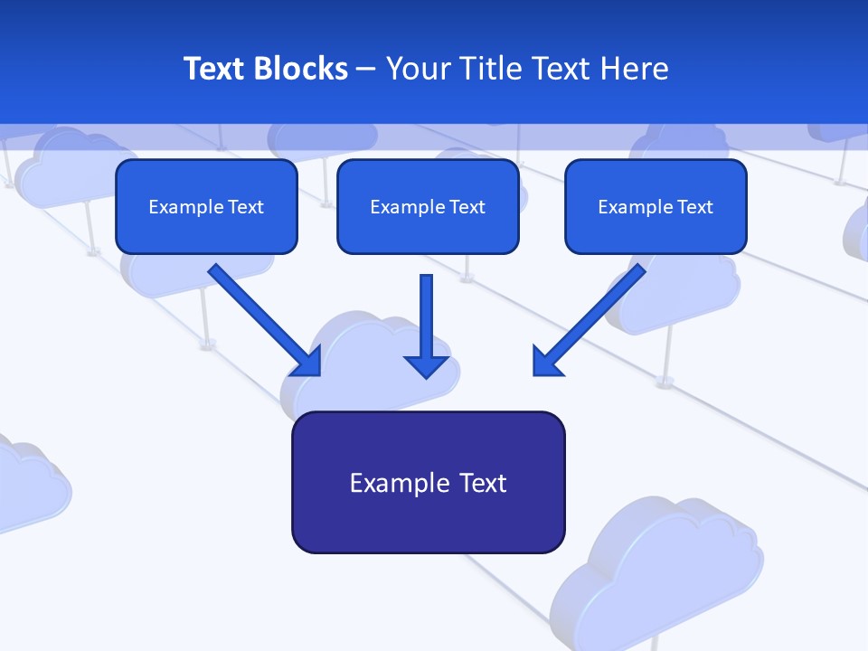 A Large Group Of Blue Clouds On A White Background PowerPoint Template