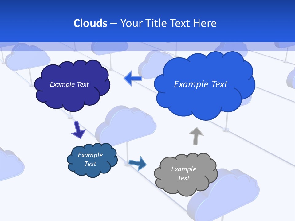 A Large Group Of Blue Clouds On A White Background PowerPoint Template
