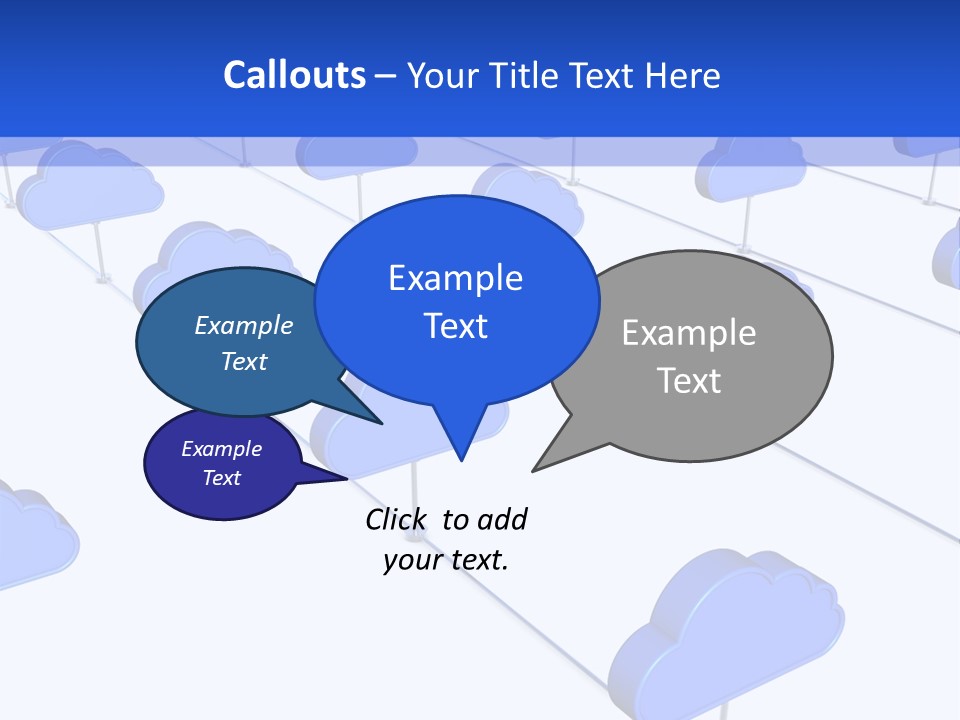 A Large Group Of Blue Clouds On A White Background PowerPoint Template