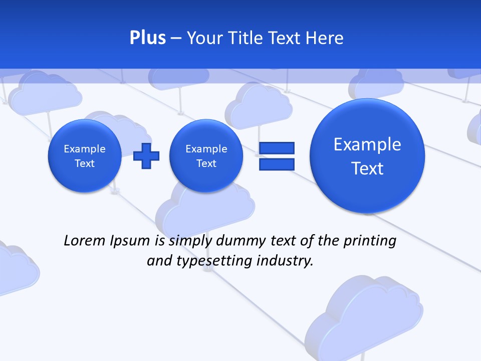 A Large Group Of Blue Clouds On A White Background PowerPoint Template