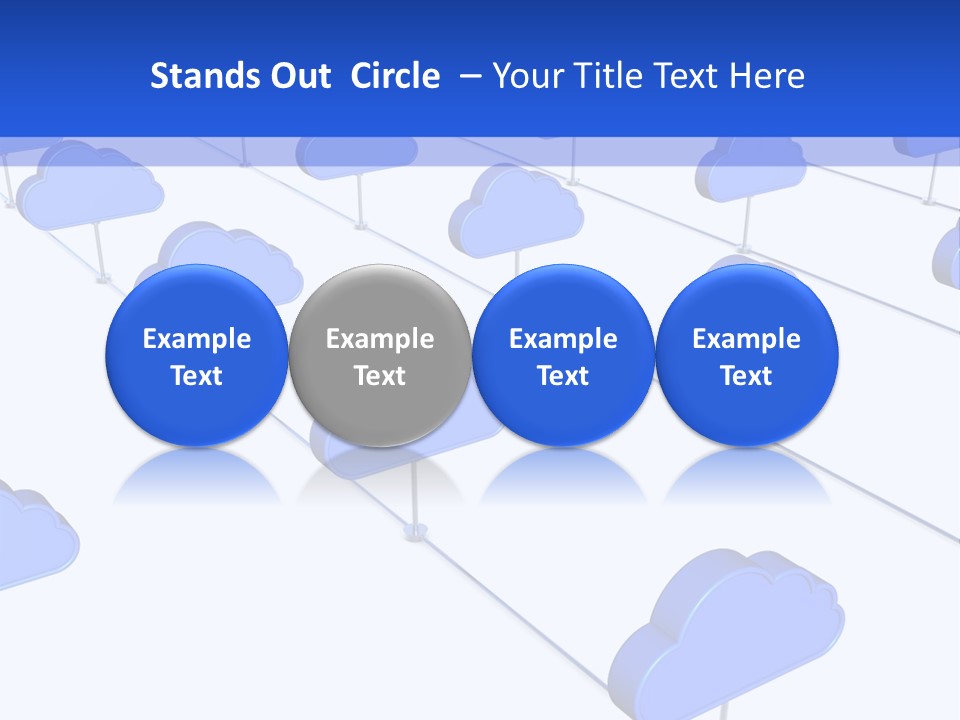 A Large Group Of Blue Clouds On A White Background PowerPoint Template