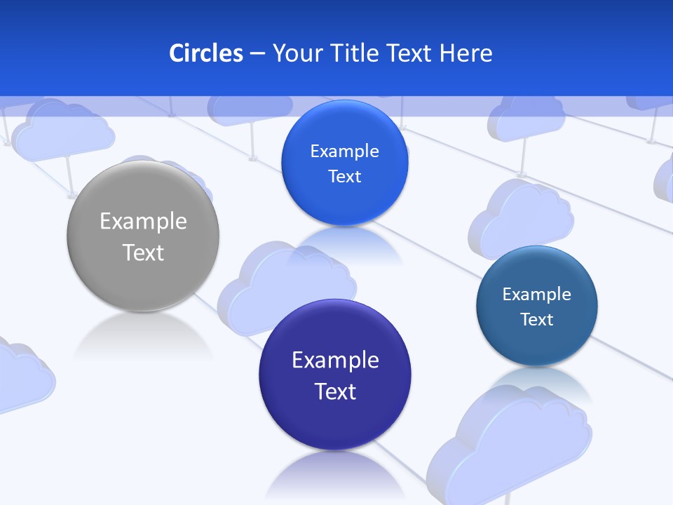 A Large Group Of Blue Clouds On A White Background PowerPoint Template