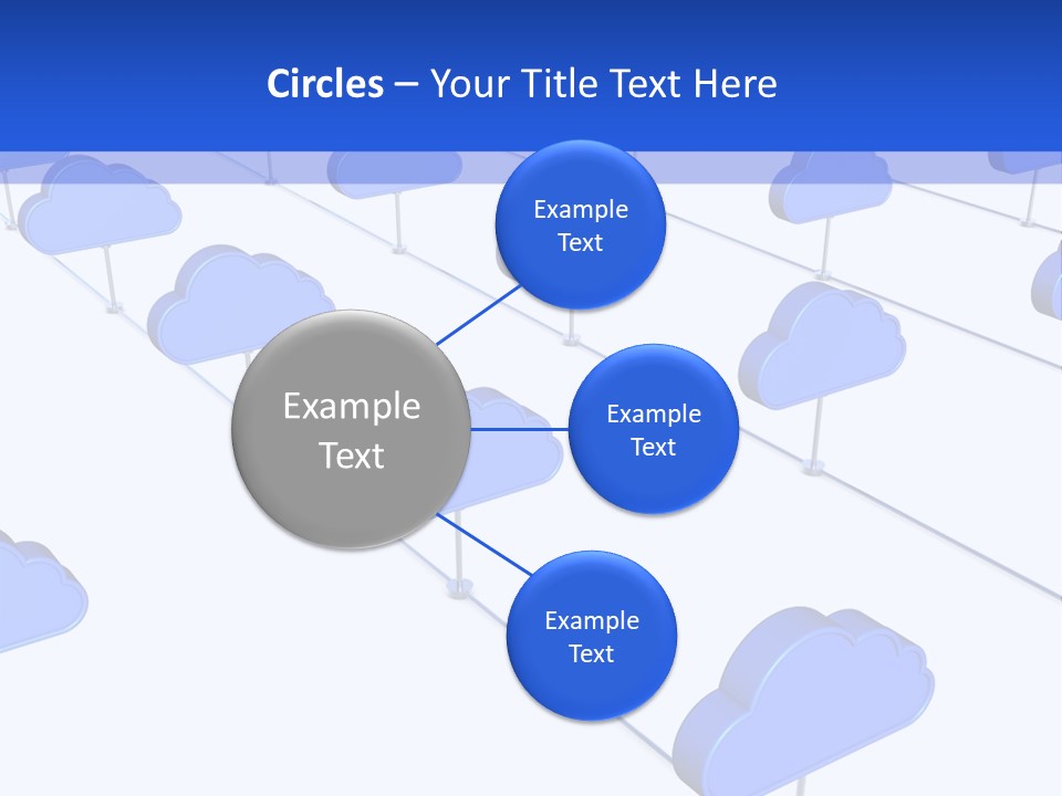 A Large Group Of Blue Clouds On A White Background PowerPoint Template