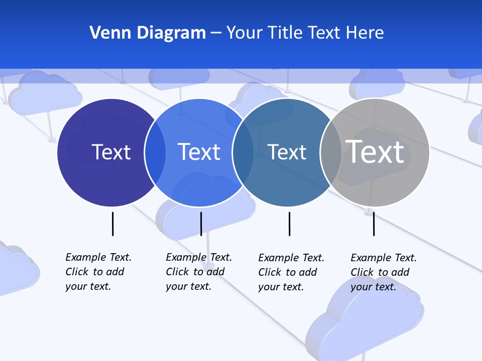 A Large Group Of Blue Clouds On A White Background PowerPoint Template