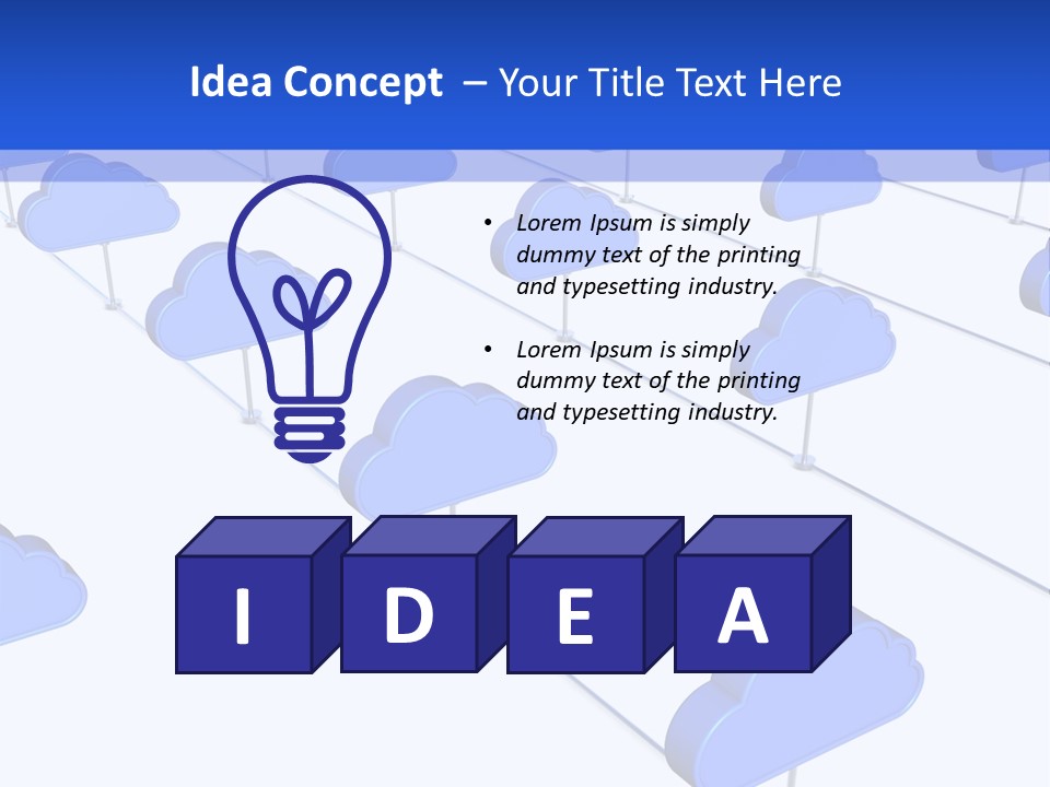A Large Group Of Blue Clouds On A White Background PowerPoint Template