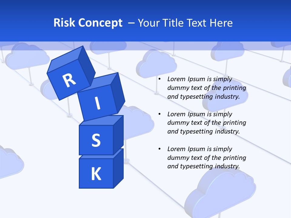 A Large Group Of Blue Clouds On A White Background PowerPoint Template