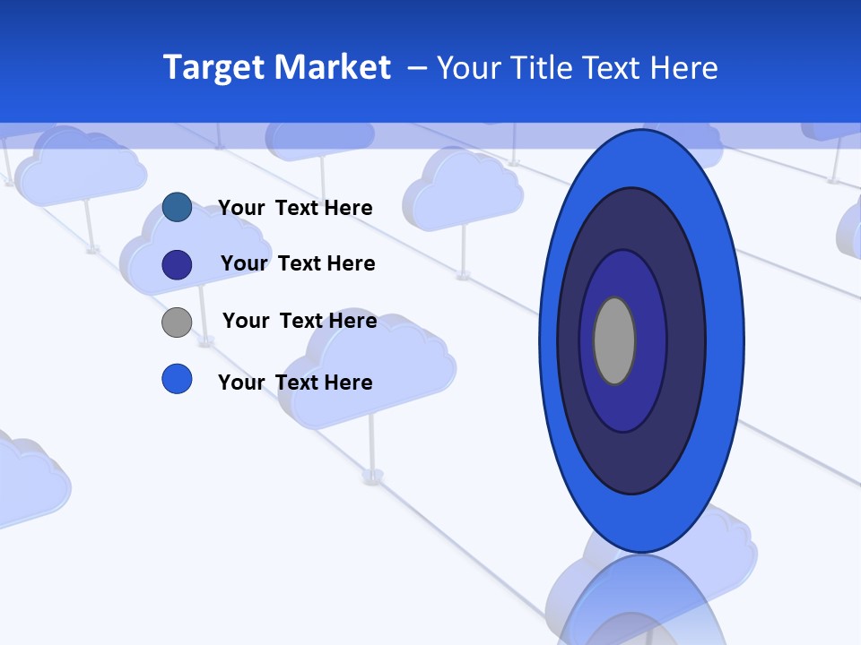 A Large Group Of Blue Clouds On A White Background PowerPoint Template