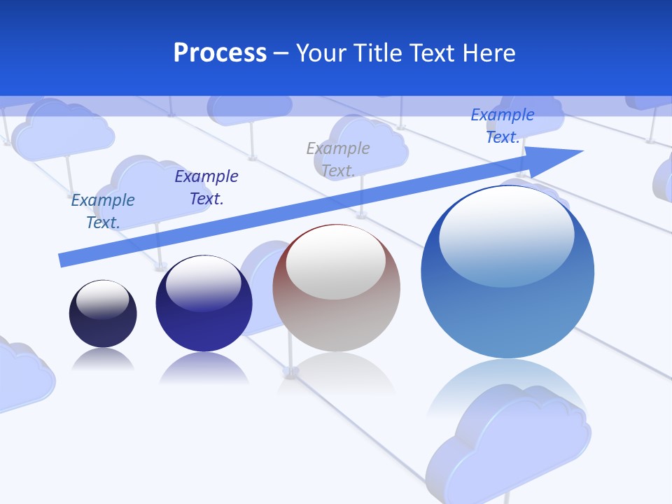 A Large Group Of Blue Clouds On A White Background PowerPoint Template