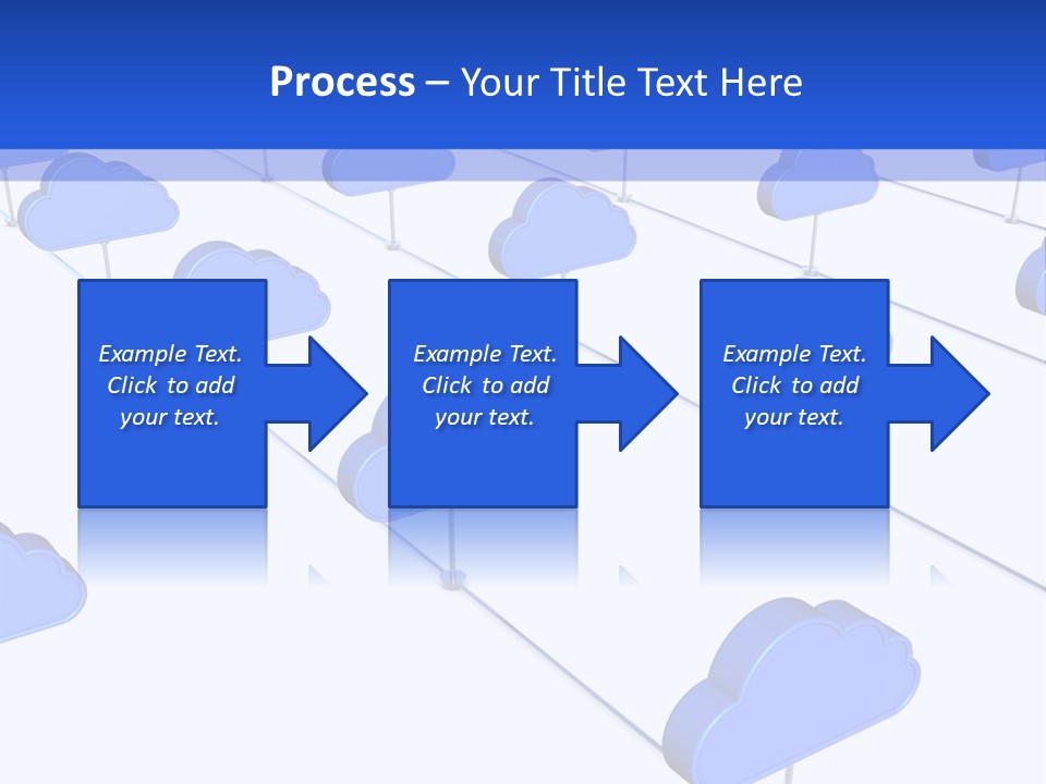 A Large Group Of Blue Clouds On A White Background PowerPoint Template