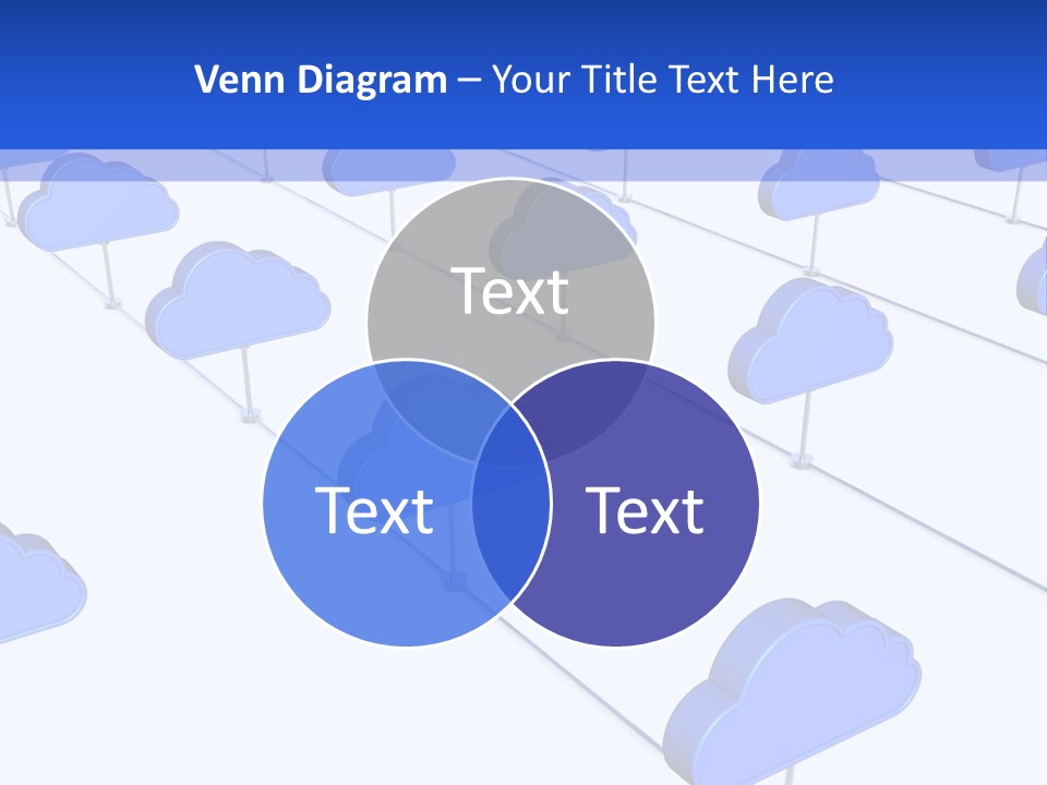A Large Group Of Blue Clouds On A White Background PowerPoint Template
