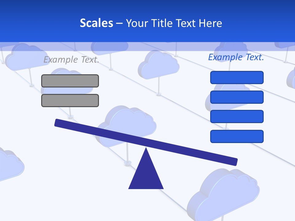 A Large Group Of Blue Clouds On A White Background PowerPoint Template