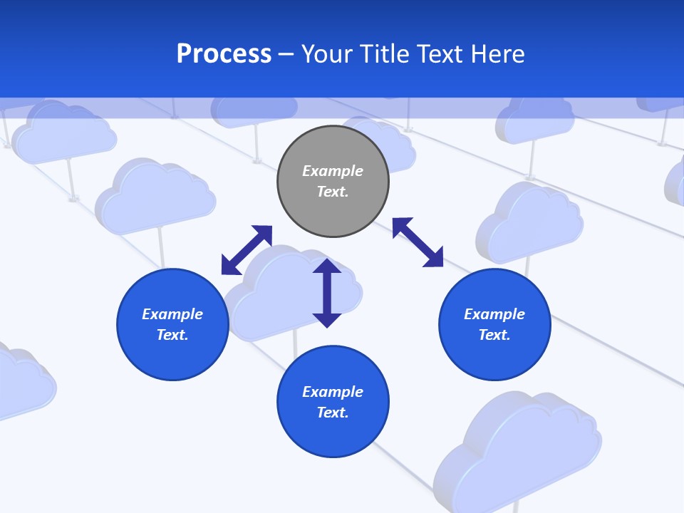 A Large Group Of Blue Clouds On A White Background PowerPoint Template