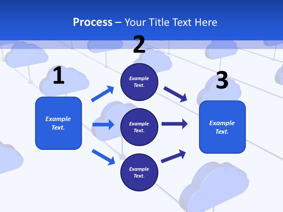 A Large Group Of Blue Clouds On A White Background PowerPoint Template