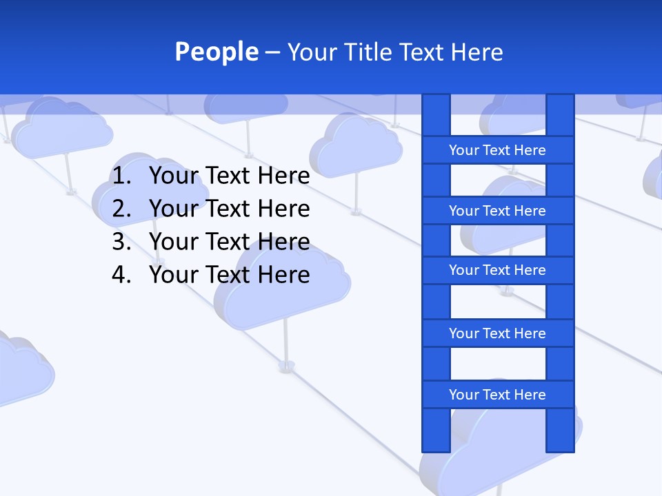 A Large Group Of Blue Clouds On A White Background PowerPoint Template