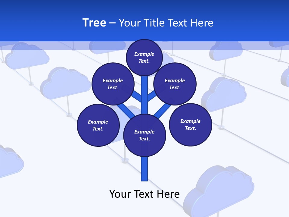 A Large Group Of Blue Clouds On A White Background PowerPoint Template