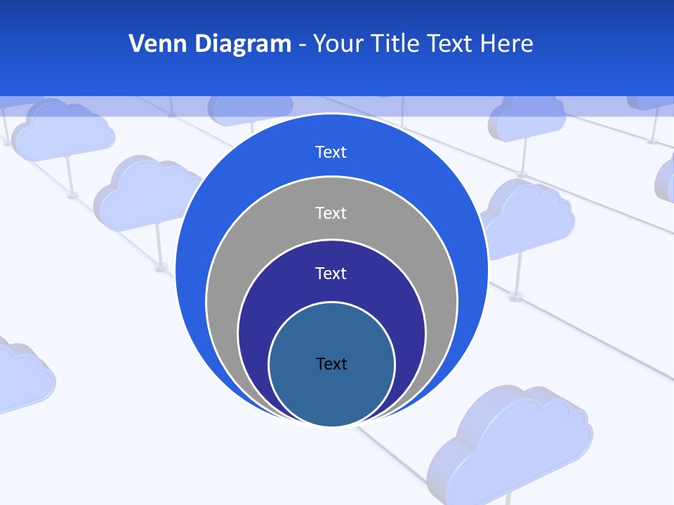 A Large Group Of Blue Clouds On A White Background PowerPoint Template