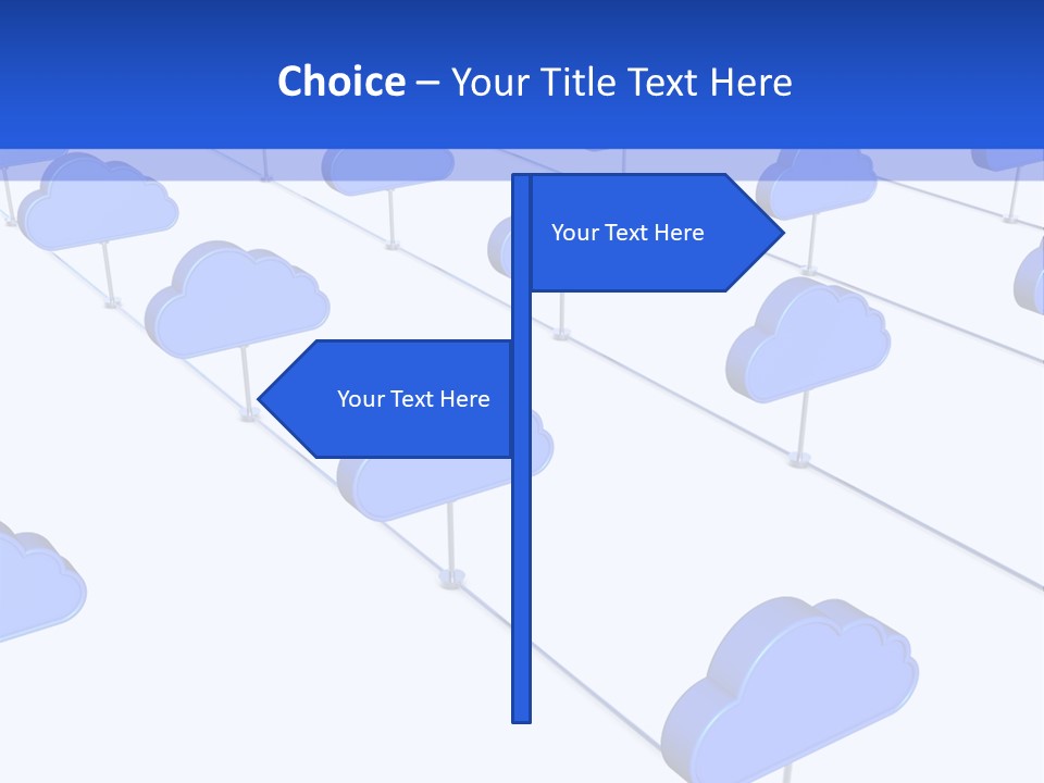 A Large Group Of Blue Clouds On A White Background PowerPoint Template