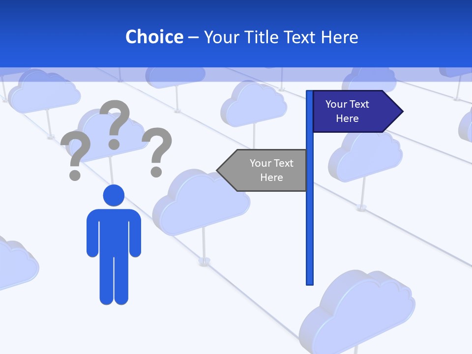 A Large Group Of Blue Clouds On A White Background PowerPoint Template