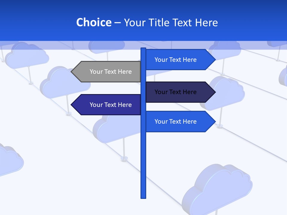 A Large Group Of Blue Clouds On A White Background PowerPoint Template