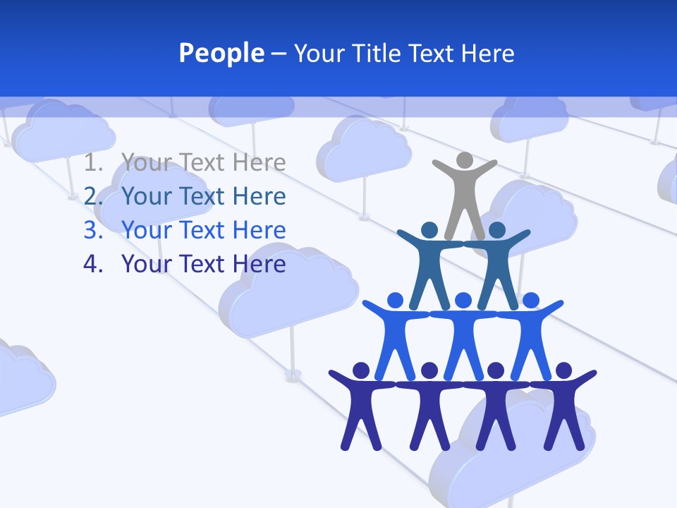 A Large Group Of Blue Clouds On A White Background PowerPoint Template
