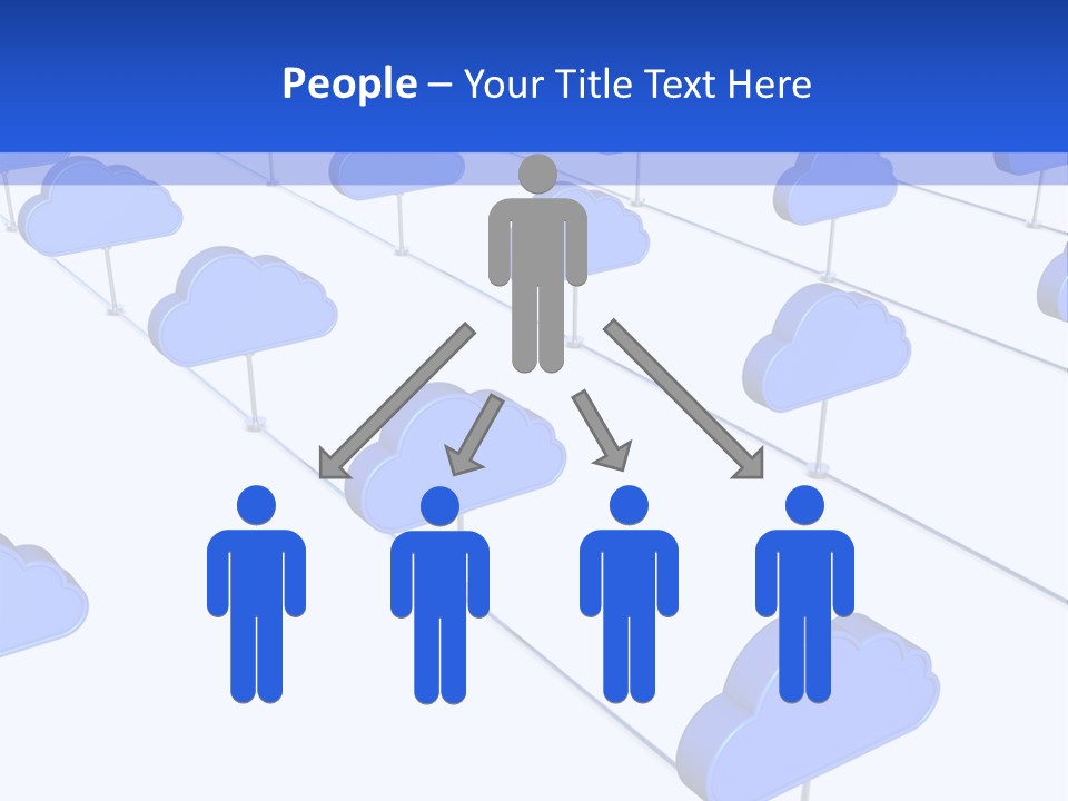A Large Group Of Blue Clouds On A White Background PowerPoint Template