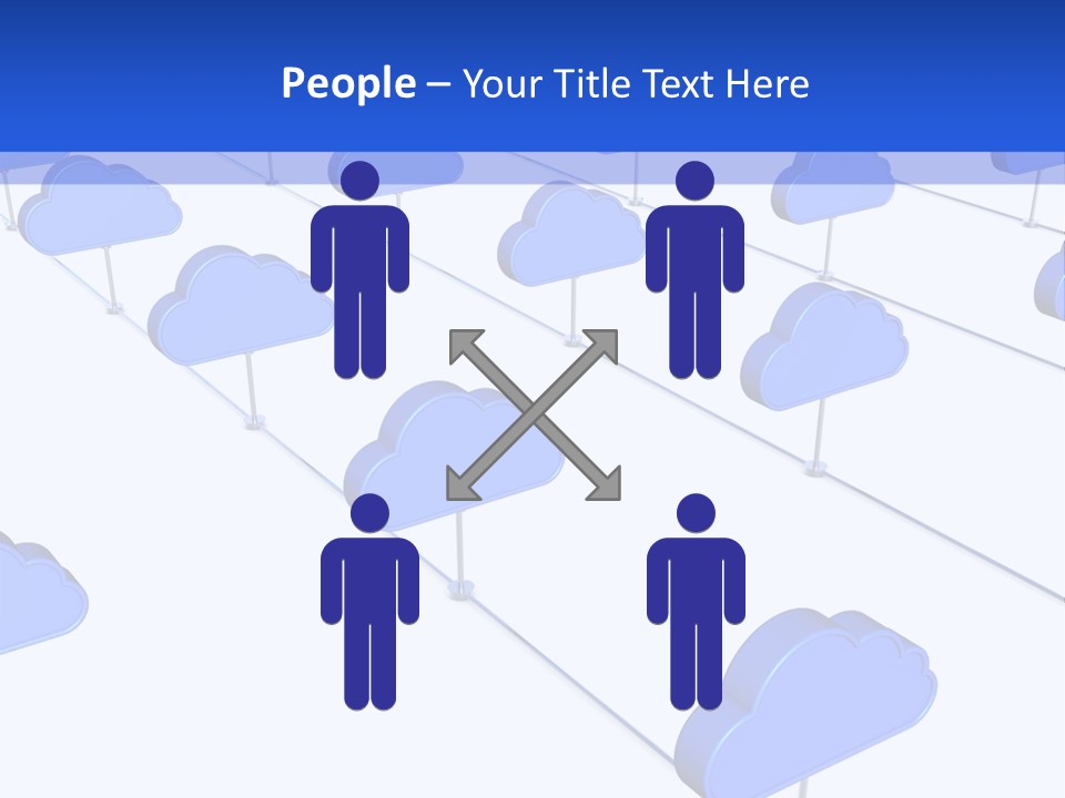 A Large Group Of Blue Clouds On A White Background PowerPoint Template