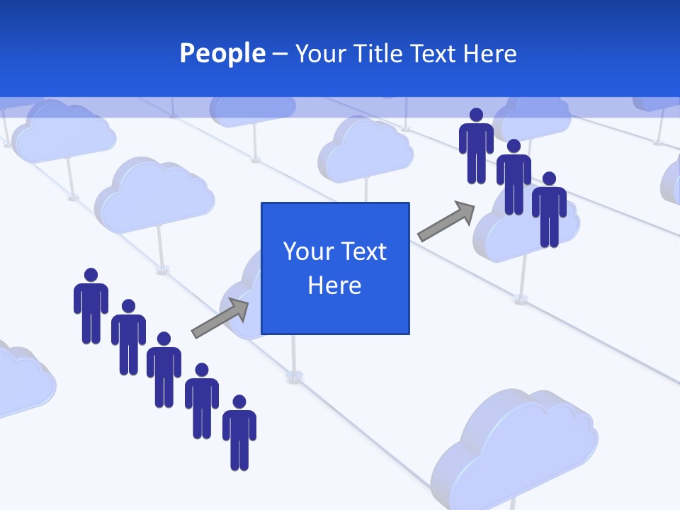A Large Group Of Blue Clouds On A White Background PowerPoint Template